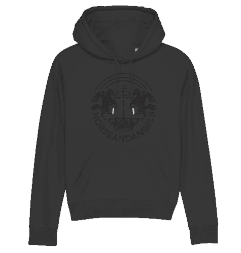 Damen Hoodie mit schwarzem Strass und Engelsflügeln - Bio Baumwolle - HORSEANDANGELS