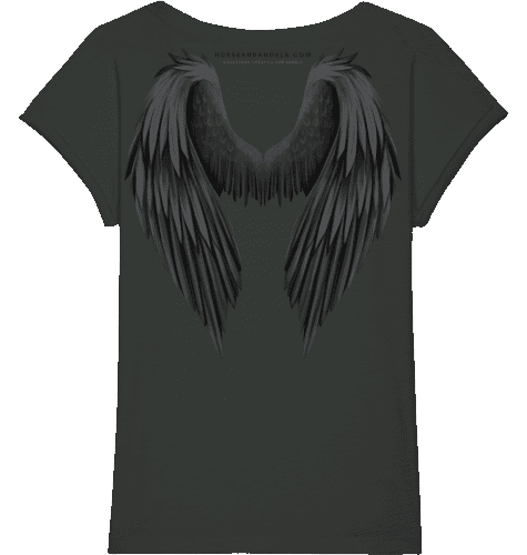 Reitshirt Damen kurzarm mit schwarzem Strass - Bio Baumwolle - HORSEANDANGELS